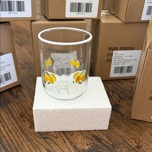 Set of 8 Anthropologie Drinking Glasses with Yellow Bow Tie Pasta Details